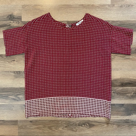 Madewell Tops - Madewell 100% Silk Red Pattern Short Sleeve Top